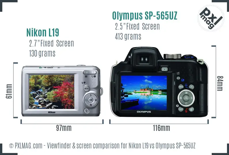 Nikon L19 vs Olympus SP-565UZ Screen and Viewfinder comparison Nikon L19 vs Olympus SP-565UZ Screen and Viewfinder comparison