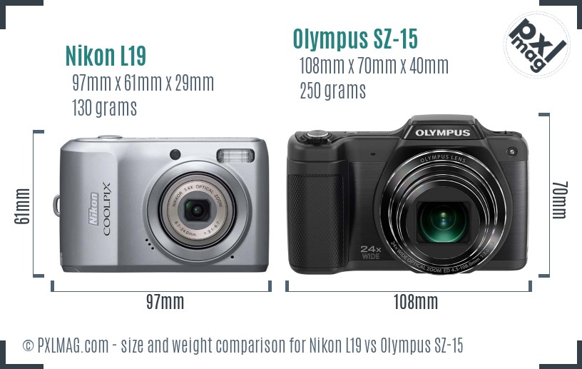 Nikon L19 vs Olympus SZ-15 size comparison Nikon L19 vs Olympus SZ-15 size comparison