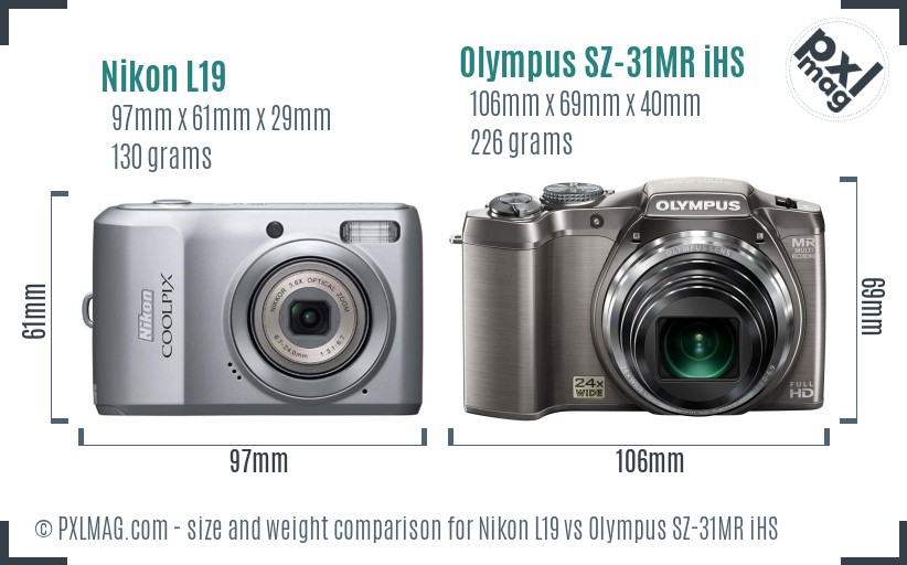 Nikon L19 vs Olympus SZ-31MR iHS size comparison