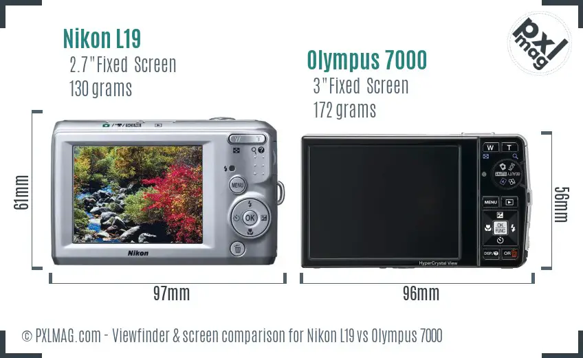 Nikon L19 vs Olympus 7000 Screen and Viewfinder comparison