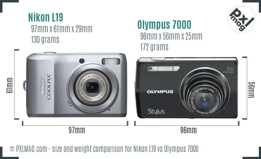 Nikon L19 vs Olympus 7000 size comparison