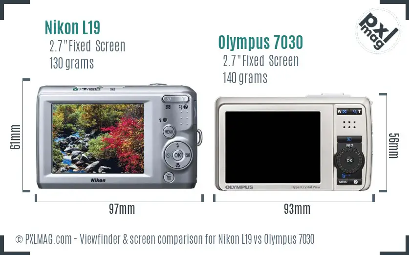 Nikon L19 vs Olympus 7030 Screen and Viewfinder comparison