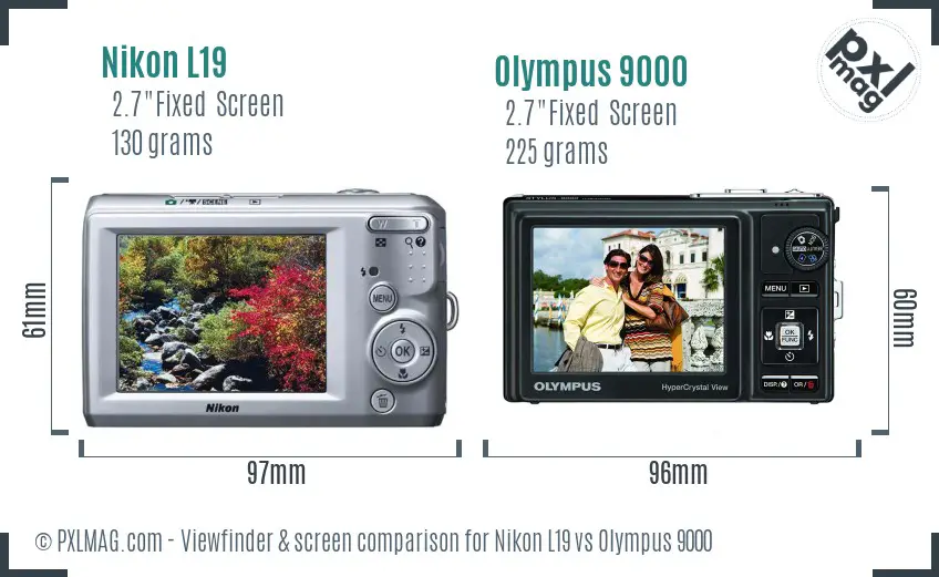 Nikon L19 vs Olympus 9000 Screen and Viewfinder comparison