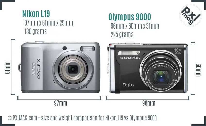 Nikon L19 vs Olympus 9000 size comparison