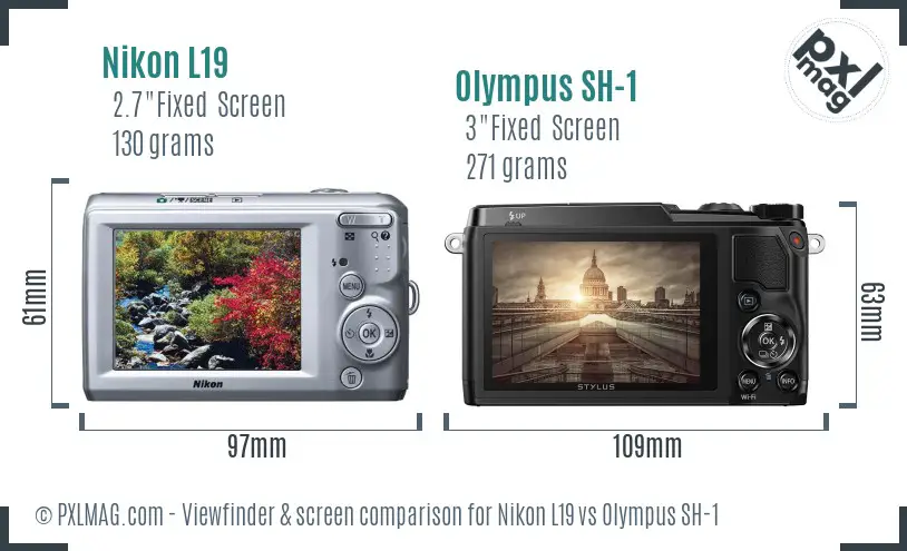 Nikon L19 vs Olympus SH-1 Screen and Viewfinder comparison Nikon L19 vs Olympus SH-1 Screen and Viewfinder comparison