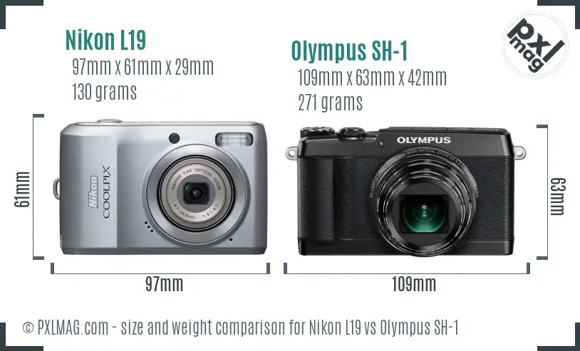 Nikon L19 vs Olympus SH-1 size comparison Nikon L19 vs Olympus SH-1 size comparison