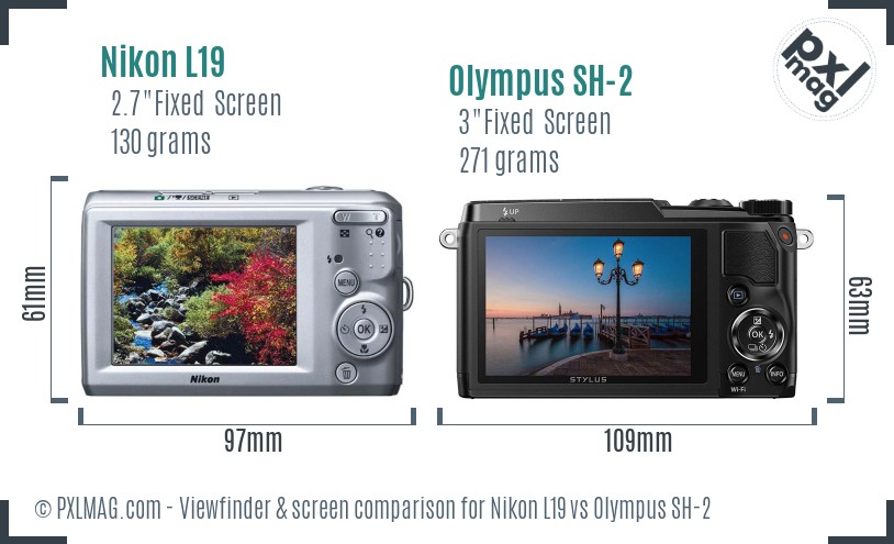 Nikon L19 vs Olympus SH-2 Screen and Viewfinder comparison