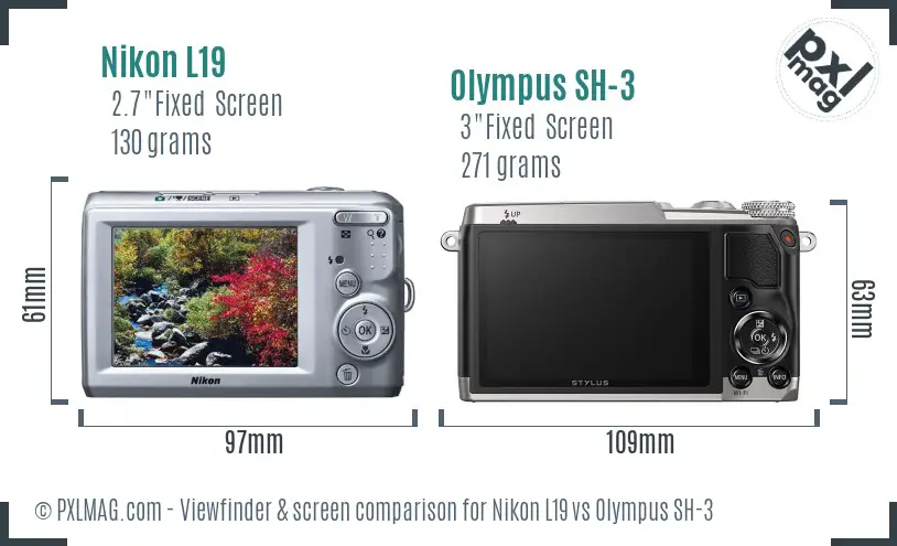 Nikon L19 vs Olympus SH-3 Screen and Viewfinder comparison Nikon L19 vs Olympus SH-3 Screen and Viewfinder comparison