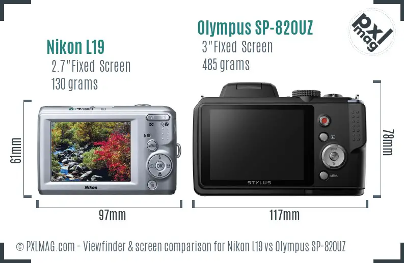 Nikon L19 vs Olympus SP-820UZ Screen and Viewfinder comparison Nikon L19 vs Olympus SP-820UZ Screen and Viewfinder comparison