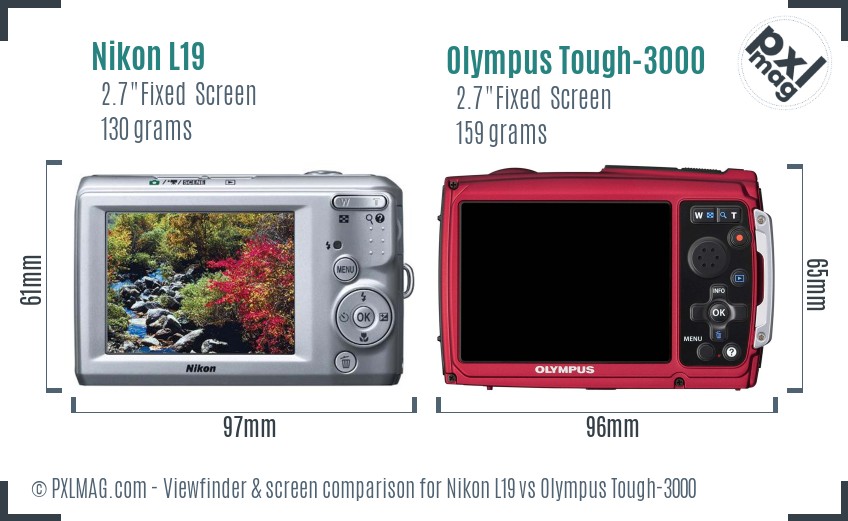 Nikon L19 vs Olympus Tough-3000 Screen and Viewfinder comparison