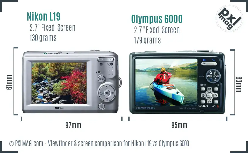 Nikon L19 vs Olympus 6000 Screen and Viewfinder comparison Nikon L19 vs Olympus 6000 Screen and Viewfinder comparison