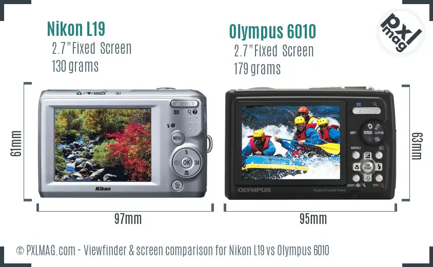 Nikon L19 vs Olympus 6010 Screen and Viewfinder comparison