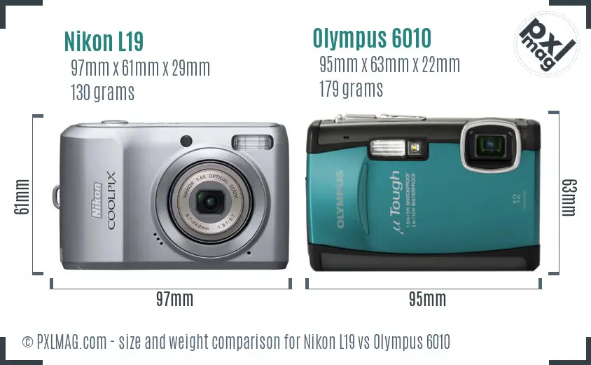 Nikon L19 vs Olympus 6010 size comparison