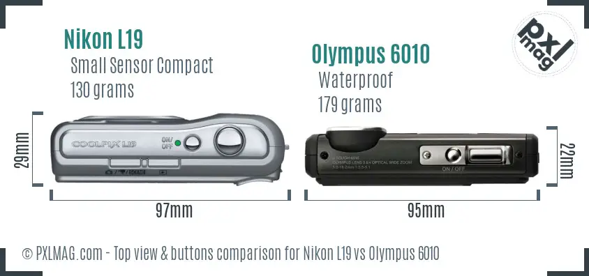 Nikon L19 vs Olympus 6010 top view buttons comparison