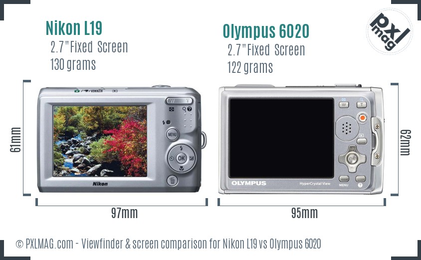 Nikon L19 vs Olympus 6020 Screen and Viewfinder comparison