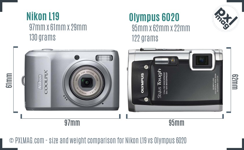 Nikon L19 vs Olympus 6020 size comparison