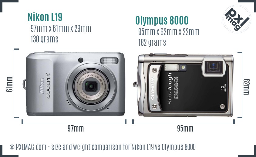 Nikon L19 vs Olympus 8000 size comparison Nikon L19 vs Olympus 8000 size comparison