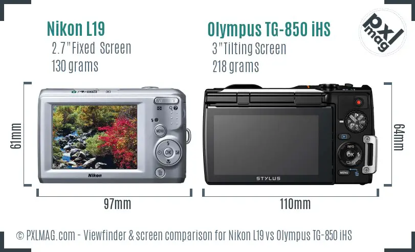 Nikon L19 vs Olympus TG-850 iHS Screen and Viewfinder comparison Nikon L19 vs Olympus TG-850 iHS Screen and Viewfinder comparison