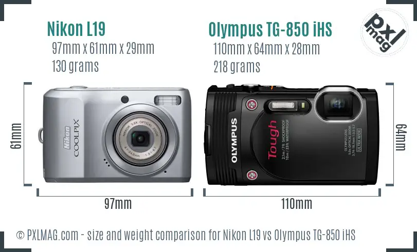 Nikon L19 vs Olympus TG-850 iHS size comparison Nikon L19 vs Olympus TG-850 iHS size comparison