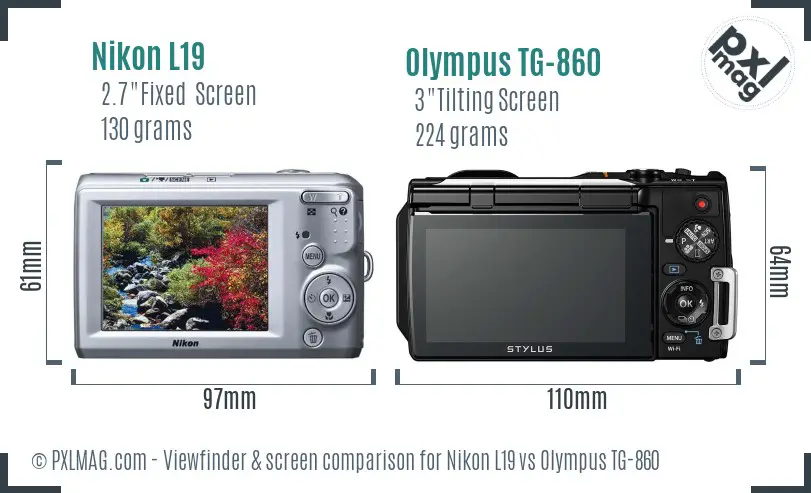 Nikon L19 vs Olympus TG-860 Screen and Viewfinder comparison