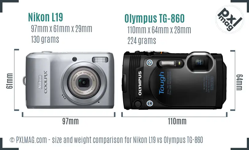 Nikon L19 vs Olympus TG-860 size comparison