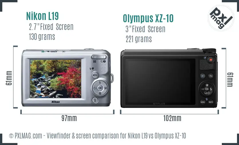 Nikon L19 vs Olympus XZ-10 Screen and Viewfinder comparison