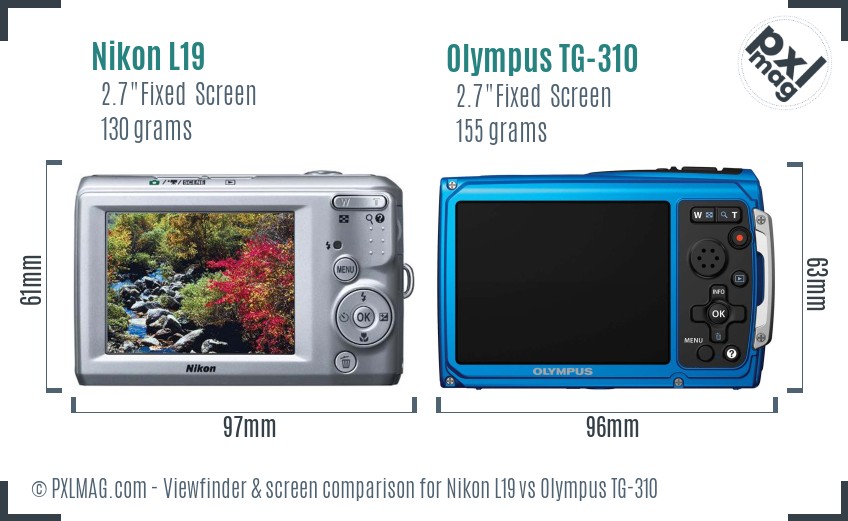 Nikon L19 vs Olympus TG-310 Screen and Viewfinder comparison
