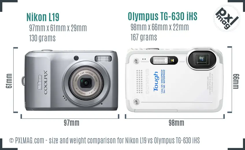 Nikon L19 vs Olympus TG-630 iHS size comparison