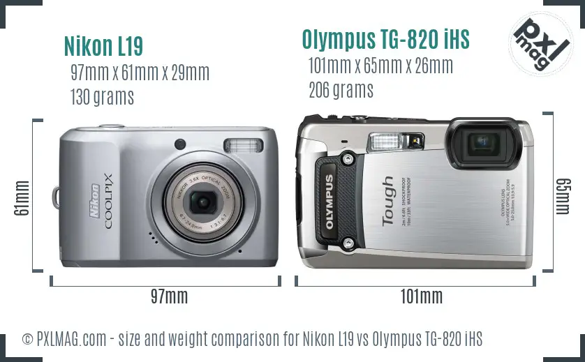 Nikon L19 vs Olympus TG-820 iHS size comparison