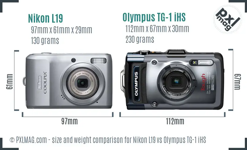 Nikon L19 vs Olympus TG-1 iHS size comparison