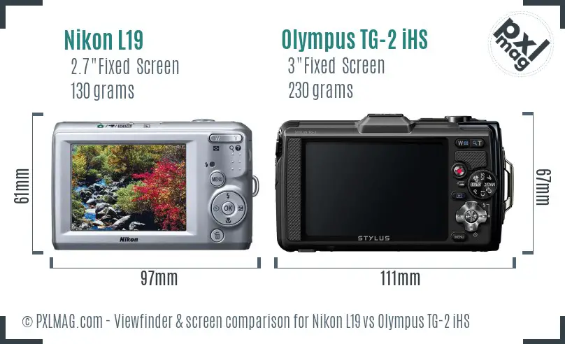 Nikon L19 vs Olympus TG-2 iHS Screen and Viewfinder comparison
