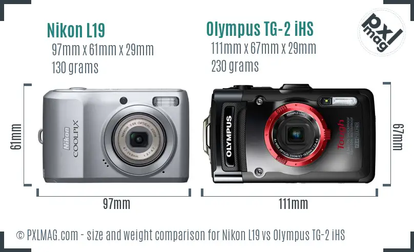Nikon L19 vs Olympus TG-2 iHS size comparison