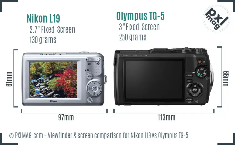 Nikon L19 vs Olympus TG-5 Screen and Viewfinder comparison