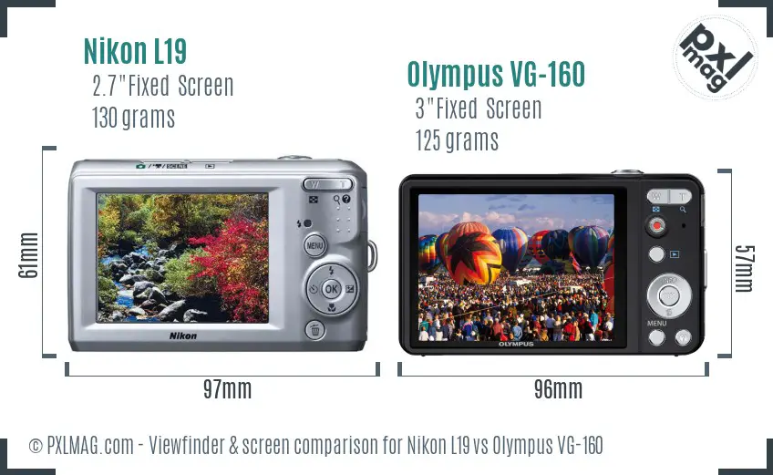 Nikon L19 vs Olympus VG-160 Screen and Viewfinder comparison Nikon L19 vs Olympus VG-160 Screen and Viewfinder comparison