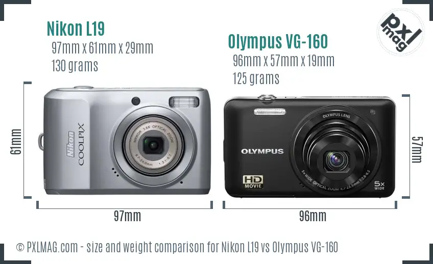 Nikon L19 vs Olympus VG-160 size comparison Nikon L19 vs Olympus VG-160 size comparison