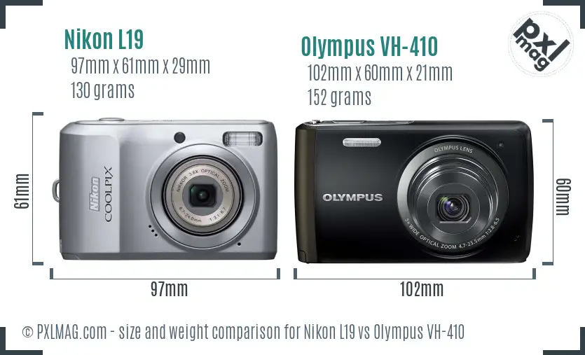 Nikon L19 vs Olympus VH-410 size comparison Nikon L19 vs Olympus VH-410 size comparison