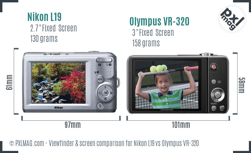 Nikon L19 vs Olympus VR-320 Screen and Viewfinder comparison