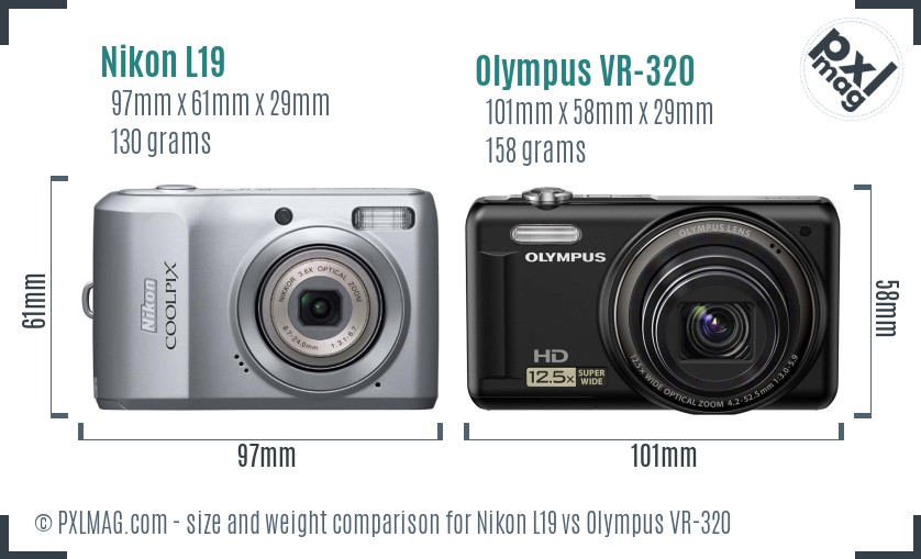 Nikon L19 vs Olympus VR-320 size comparison