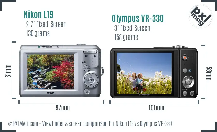 Nikon L19 vs Olympus VR-330 Screen and Viewfinder comparison