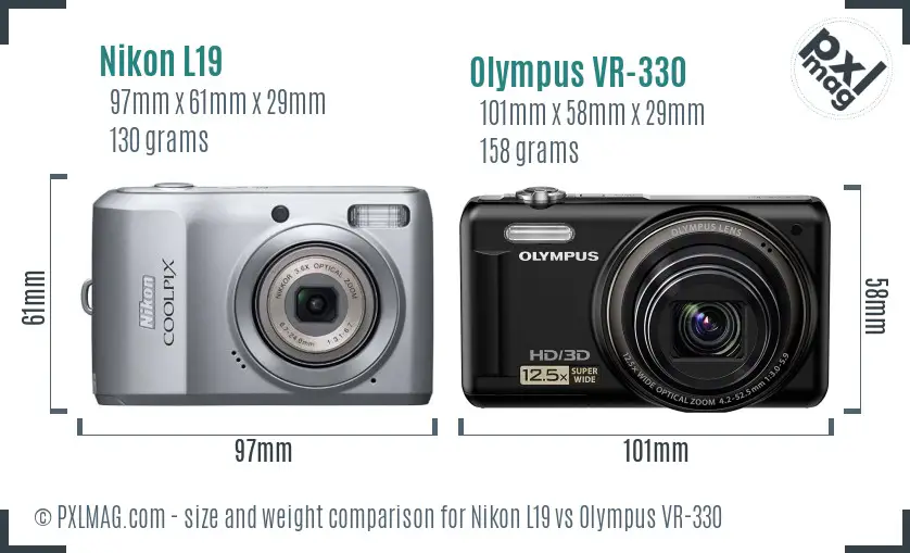 Nikon L19 vs Olympus VR-330 size comparison