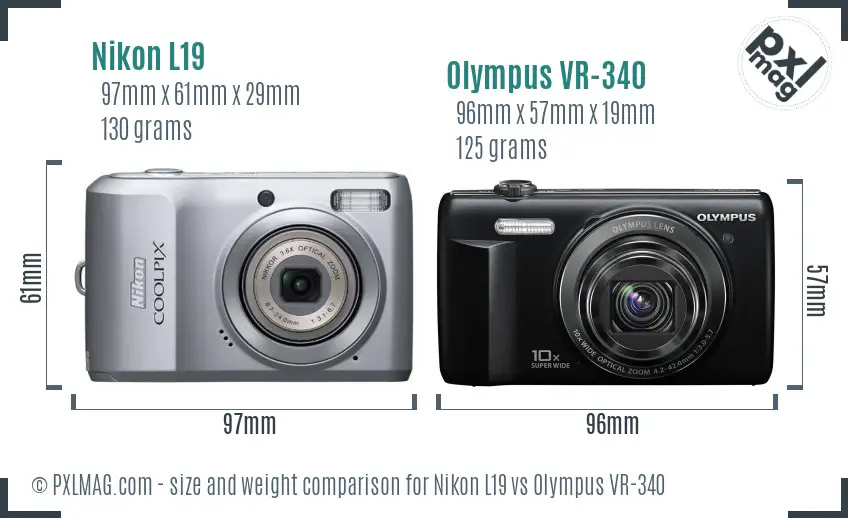 Nikon L19 vs Olympus VR-340 size comparison