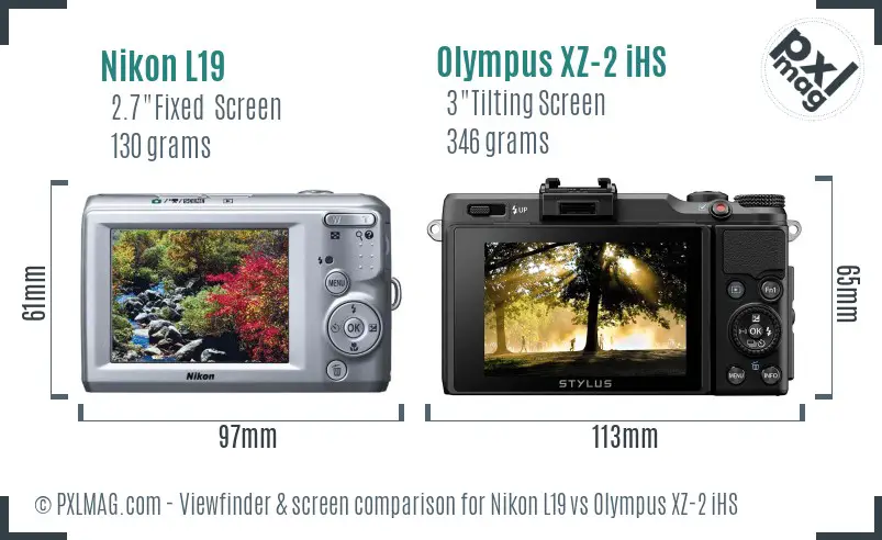 Nikon L19 vs Olympus XZ-2 iHS Screen and Viewfinder comparison