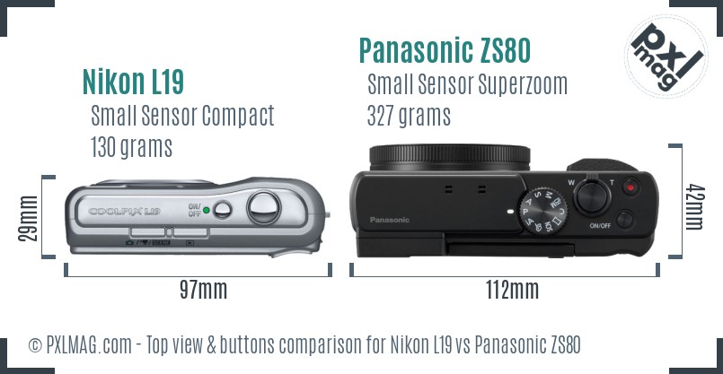 Nikon L19 vs Panasonic ZS80 top view buttons comparison