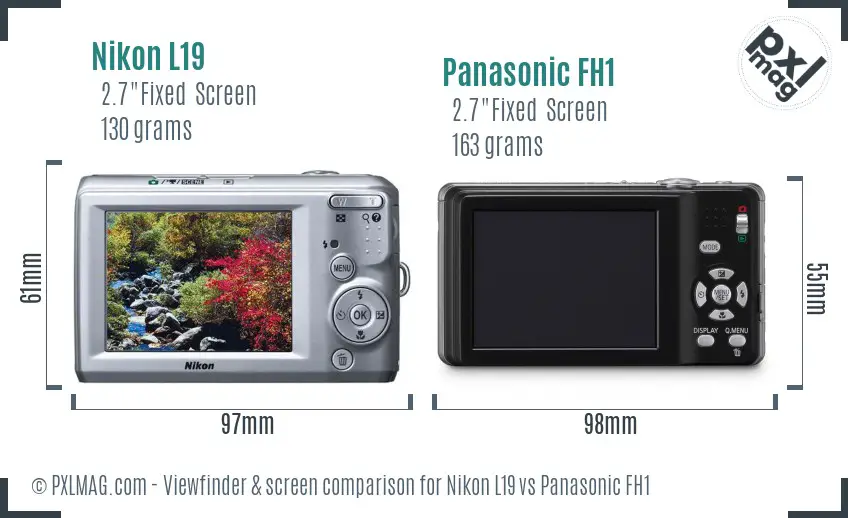 Nikon L19 vs Panasonic FH1 Screen and Viewfinder comparison