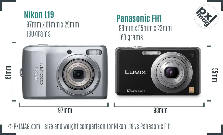 Nikon L19 vs Panasonic FH1 size comparison Nikon L19 vs Panasonic FH1 size comparison