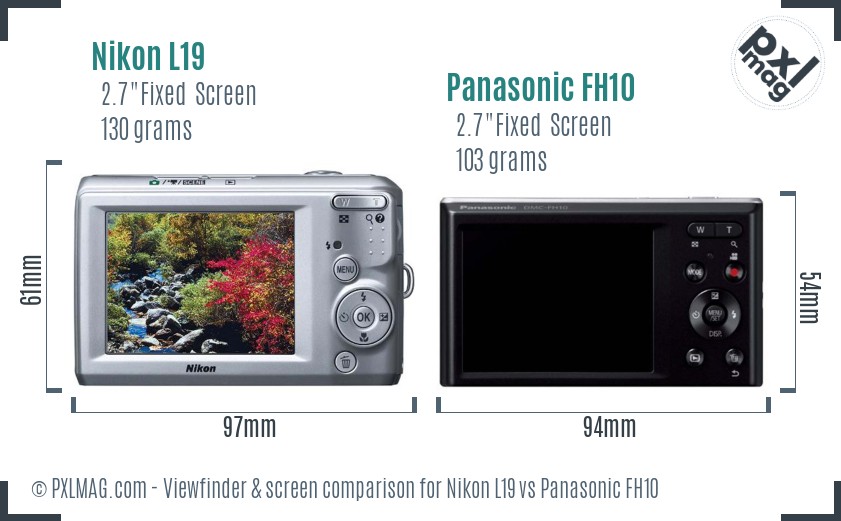 Nikon L19 vs Panasonic FH10 Screen and Viewfinder comparison