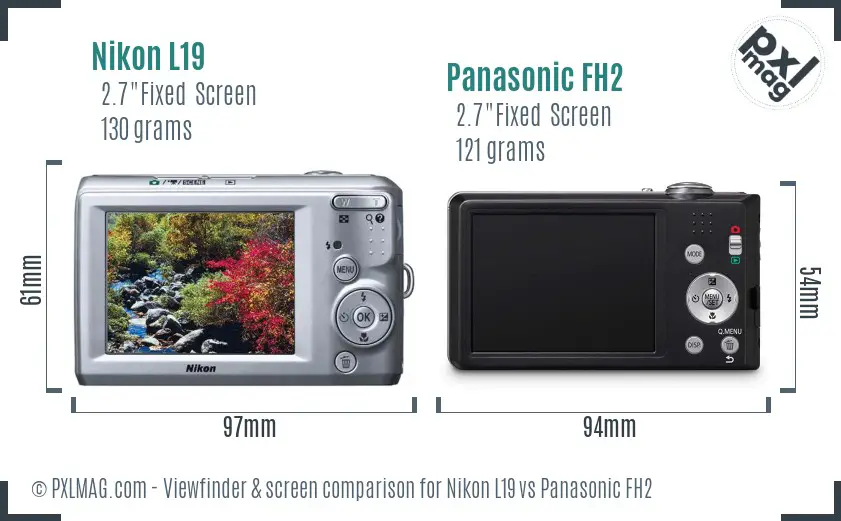 Nikon L19 vs Panasonic FH2 Screen and Viewfinder comparison