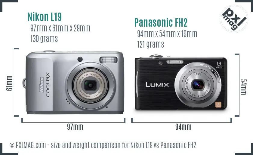 Nikon L19 vs Panasonic FH2 size comparison