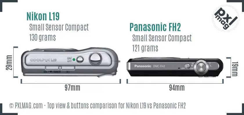 Nikon L19 vs Panasonic FH2 top view buttons comparison