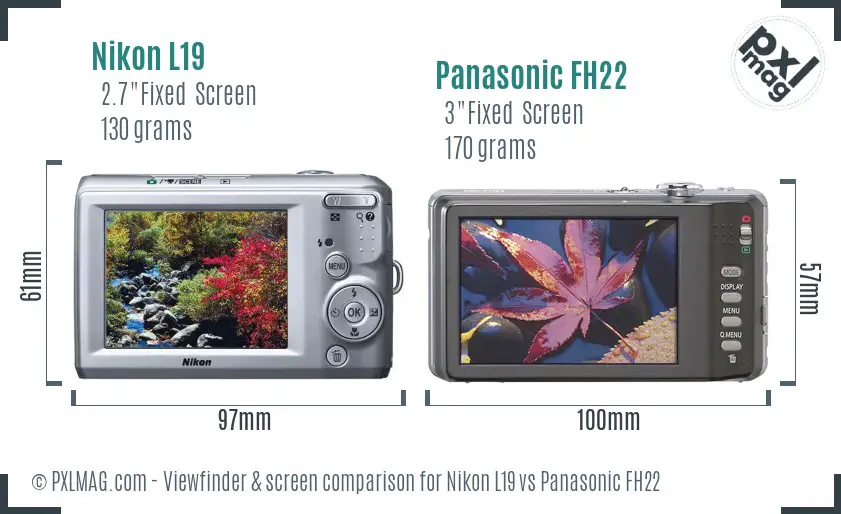 Nikon L19 vs Panasonic FH22 Screen and Viewfinder comparison
